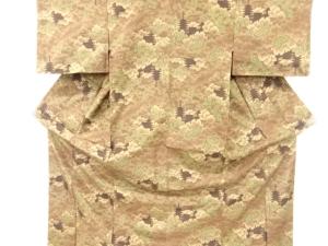 未使用品　寺塔模様織り出し手織り紬着物